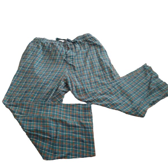 Izod Pajama Lounge Pants XL Aqua Plaid
